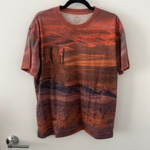 Urban Outfitters Red and Orange Scenic Short Sleeve Tee